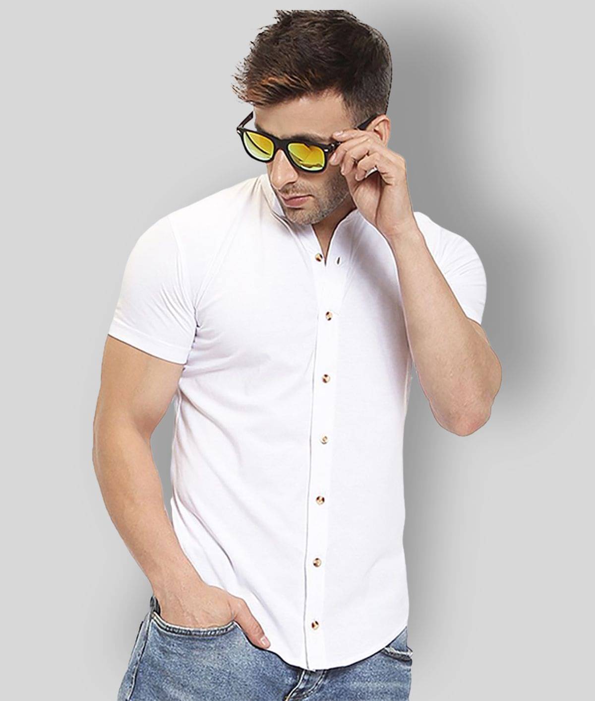    			GESPO - White Cotton Blend Regular Fit Men's Casual Shirt ( Pack of 1 )