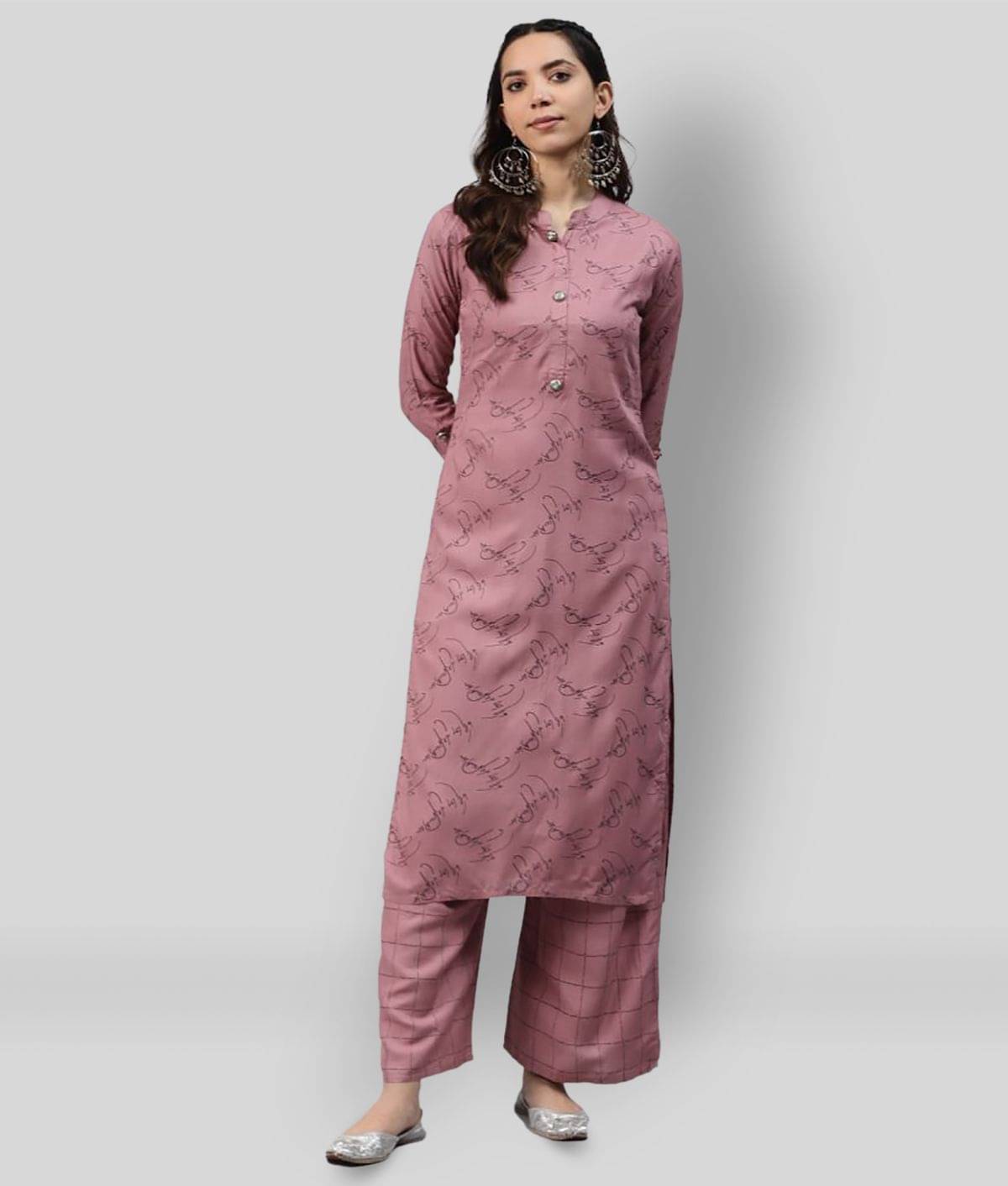 JC4U - Violet Straight Rayon Women's Stitched Salwar Suit ( Pack of 1 ) JC4U - Violet Straight Rayon Women's Stitched Salwar Suit ( Pack of 1 )