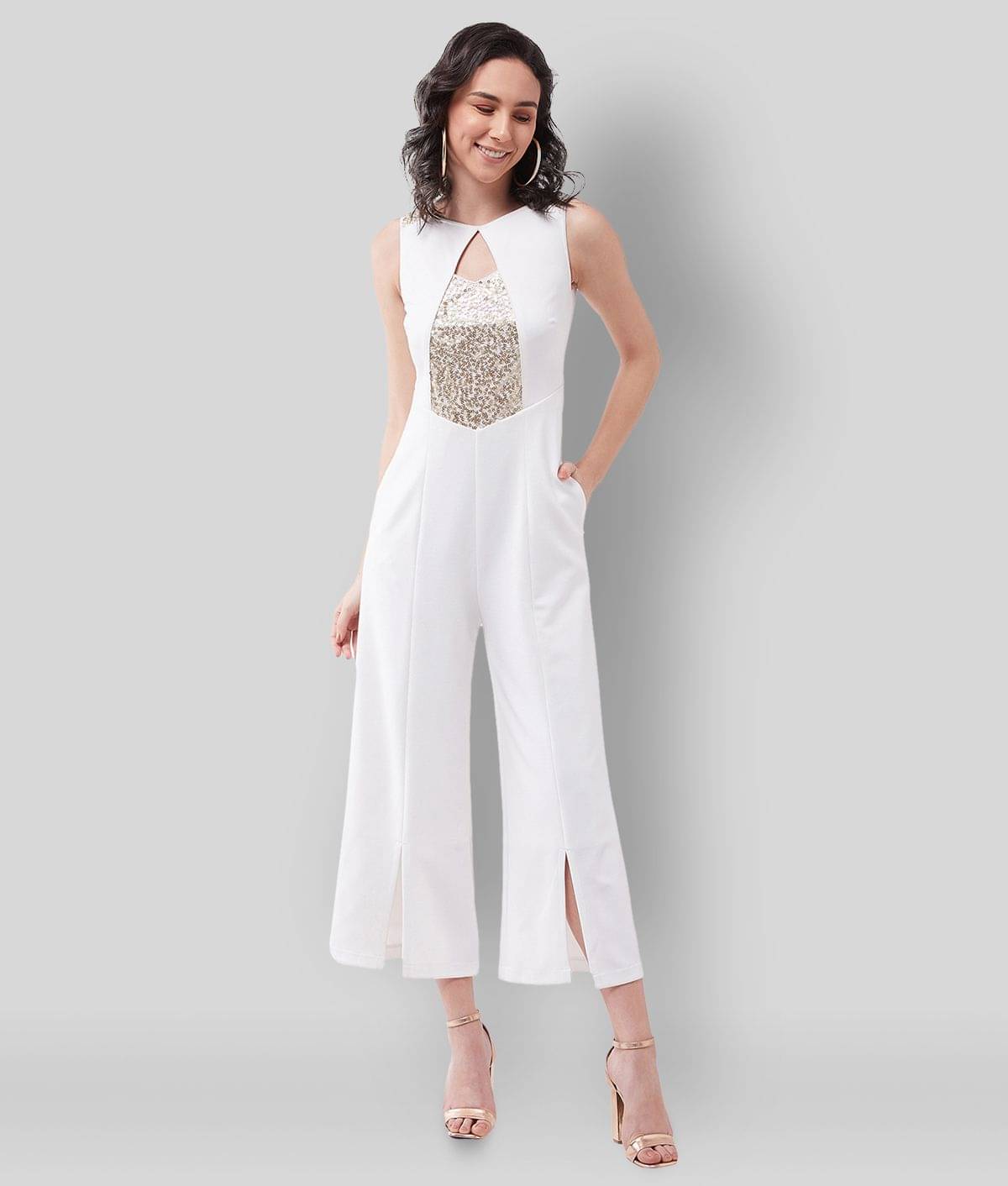 Miss Chase - White Polyester Regular Fit Women's Jumpsuit ( Pack of 1 ) Miss Chase - White Polyester Regular Fit Women's Jumpsuit ( Pack of 1 )