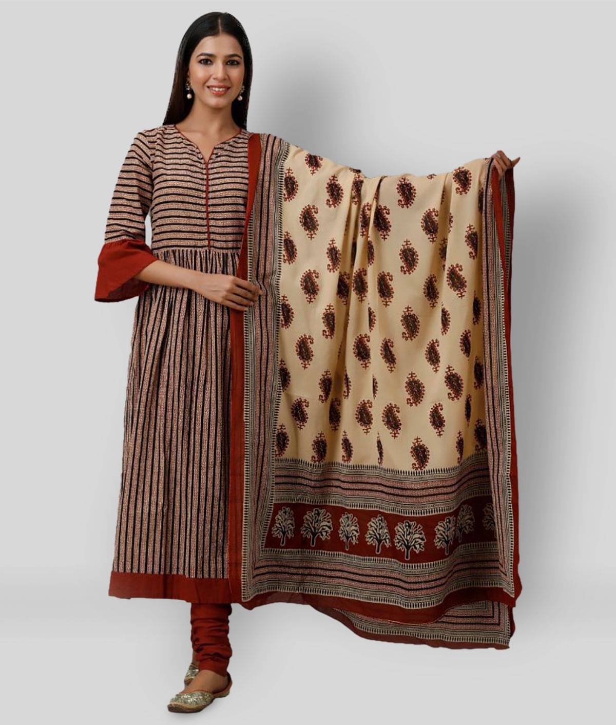 SVARCHI - Multicolor Anarkali Cotton Women's Stitched Salwar Suit ( Pack of 1 ) SVARCHI - Multicolor Anarkali Cotton Women's Stitched Salwar Suit ( Pack of 1 )