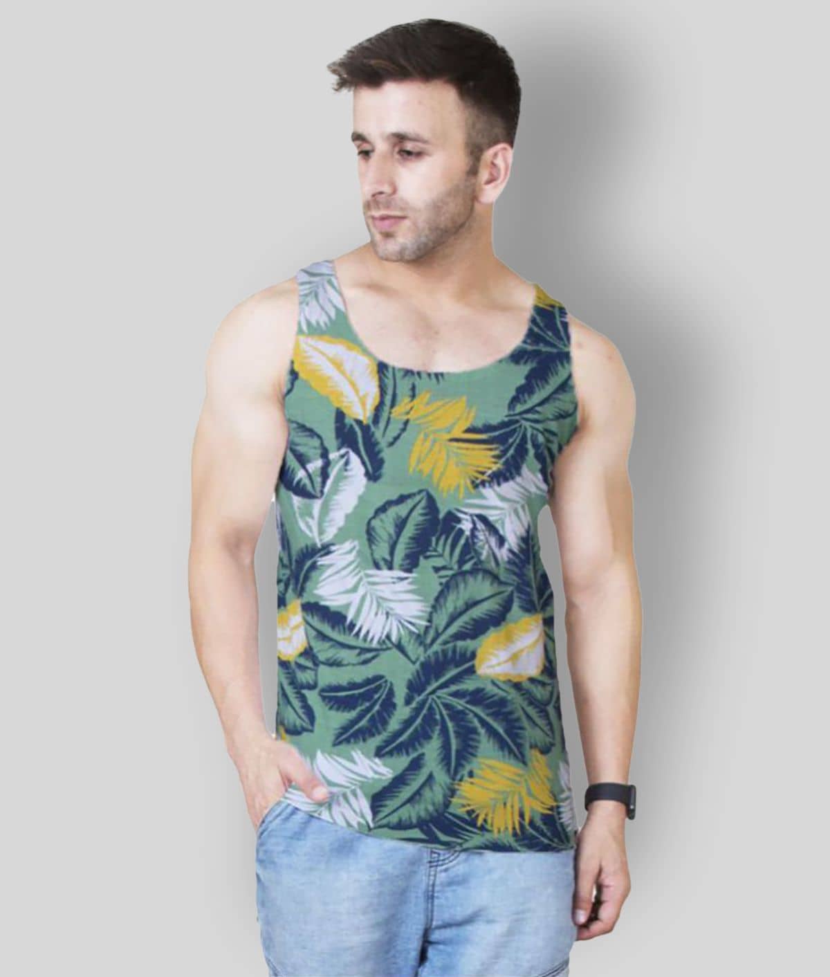 Veirdo Pack of 1 Cotton Sleeveless Vest For Men ( Green ) - Nightwear & Loungewear | Buy online on ZillyBuy