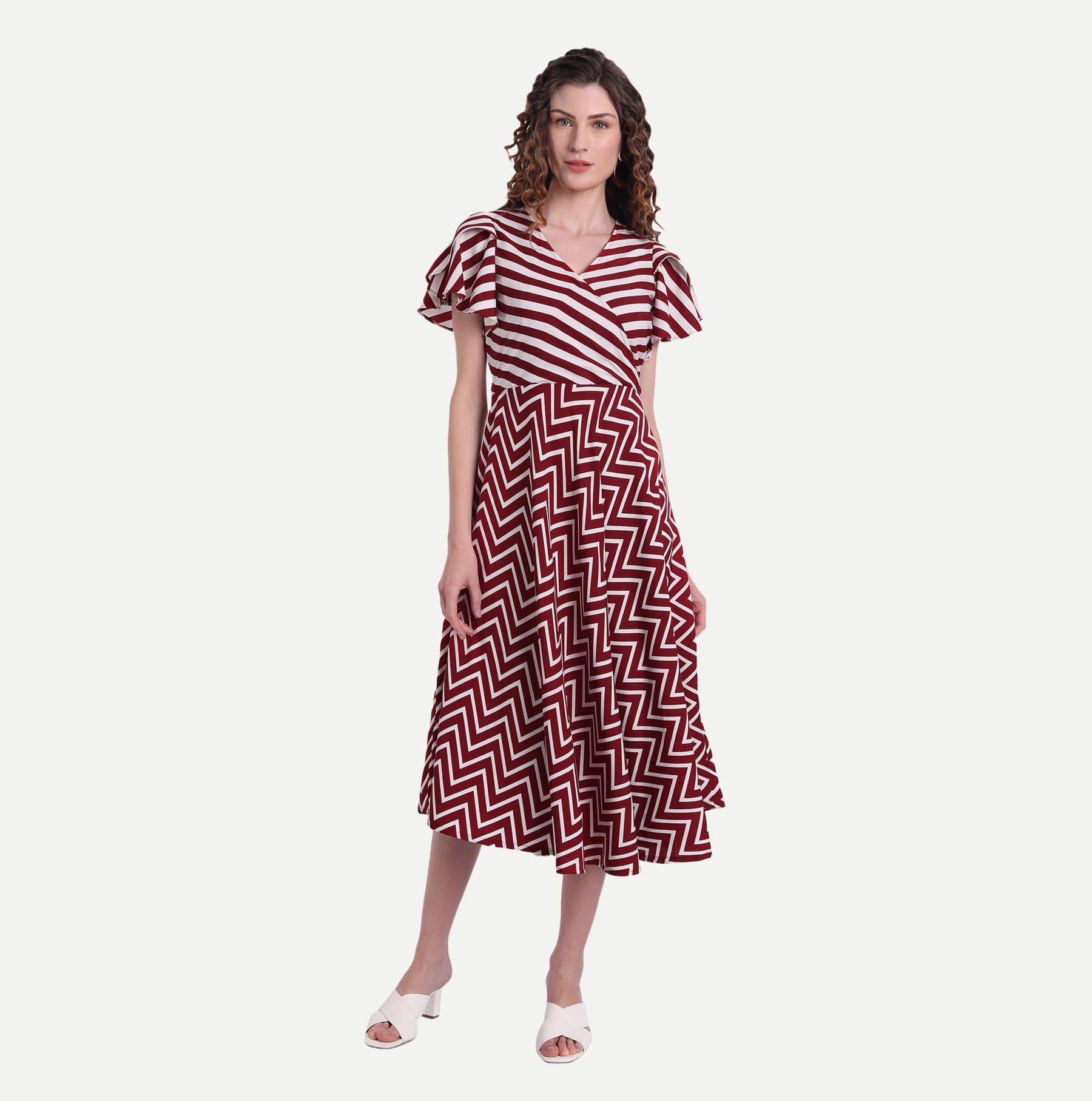 AARSHYA - Maroon Crepe Women's A-line Dress ( Pack of 1 ) AARSHYA - Maroon Crepe Women's A-line Dress ( Pack of 1 )