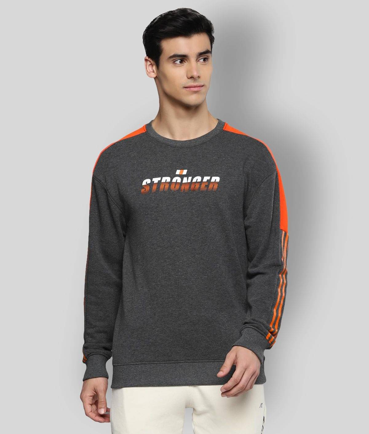 Alcis - Charcoal Cotton Men's Running Sweatshirt ( Pack of 1 ) Alcis - Charcoal Cotton Men's Running Sweatshirt ( Pack of 1 )