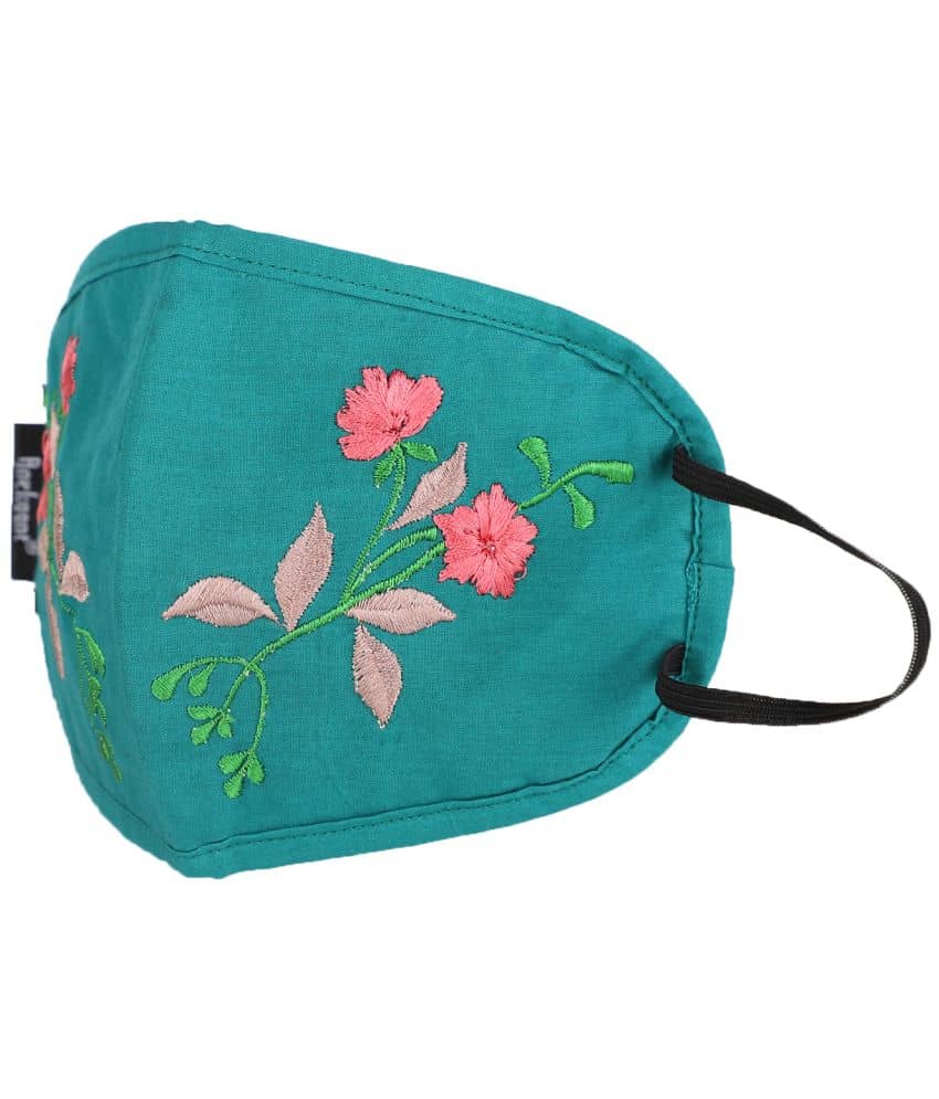 Anekaant - Turquoise Cotton Mask ( Pack of 1 )