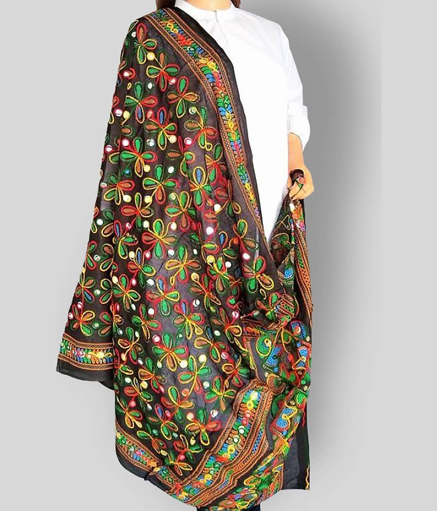 Apratim Black Cotton Aari Embroidered Dupatta - Single - Dupattas & Shawls | Buy online on ZillyBuy