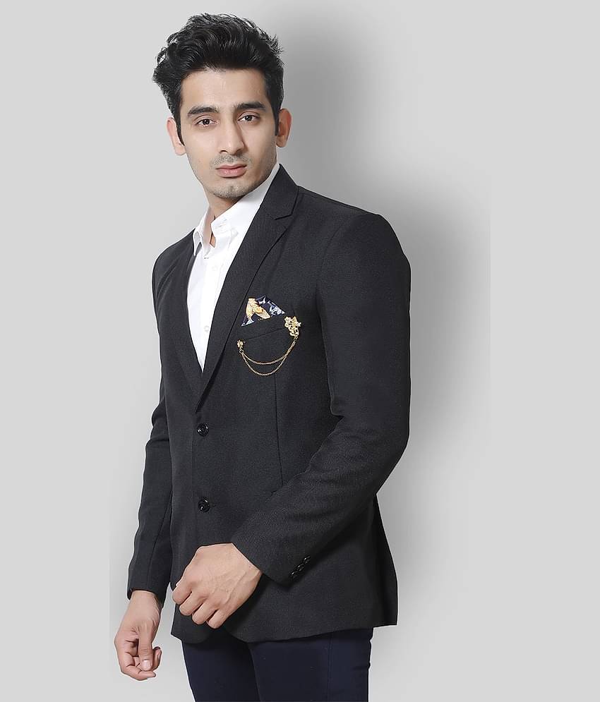Fourfolds - Black Polyester Regular Fit Men's Blazer ( Pack of 1 )