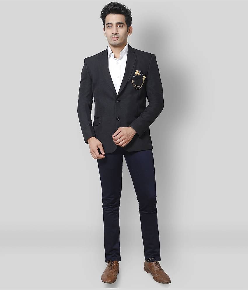 Fourfolds - Black Polyester Regular Fit Men's Blazer ( Pack of 1 )