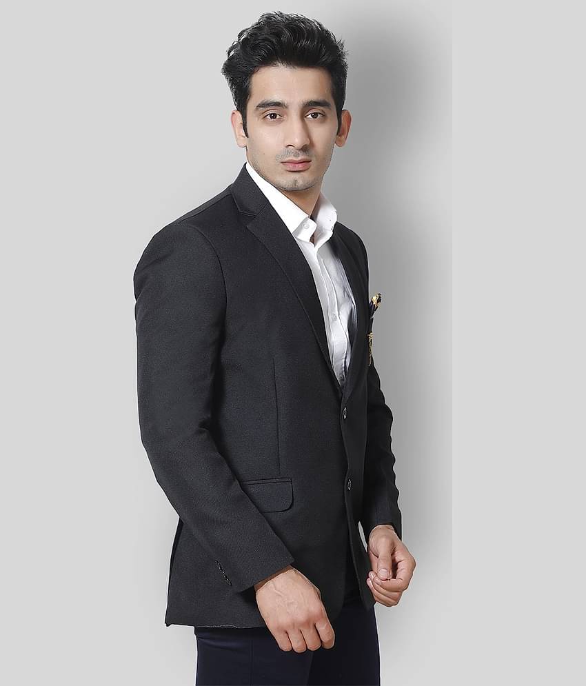 Fourfolds - Black Polyester Regular Fit Men's Blazer ( Pack of 1 )