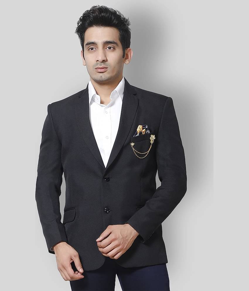 Fourfolds - Black Polyester Regular Fit Men's Blazer ( Pack of 1 )