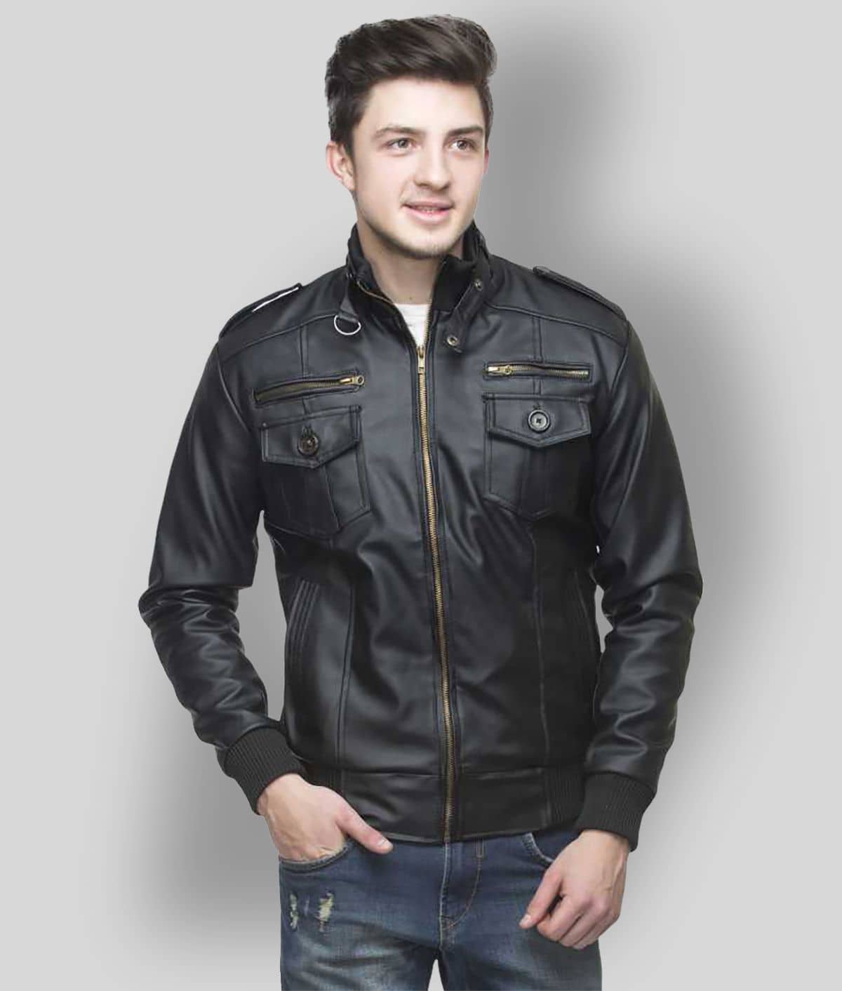 GARMADIAN Black Biker Jacket - Jackets & Coats | Buy online on ZillyBuy