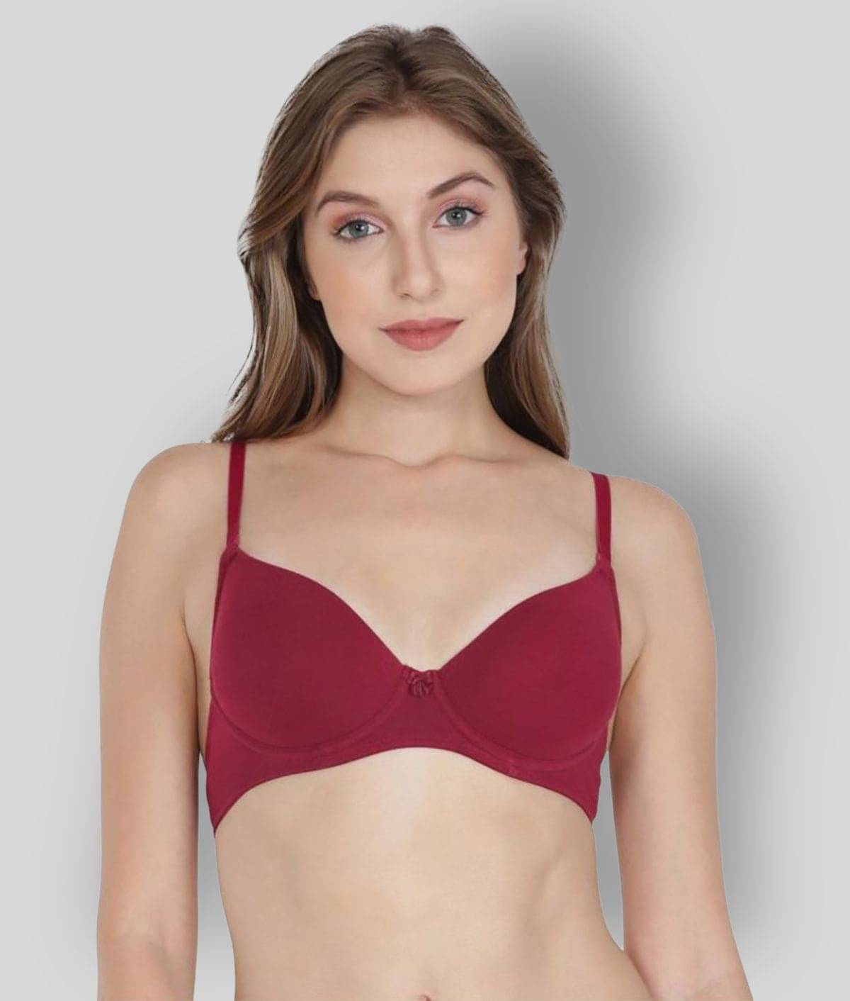 Jockey - Red Cotton Blend Lightly Padded Women's T-Shirt Bra ( Pack of 1 ) Jockey - Red Cotton Blend Lightly Padded Women's T-Shirt Bra ( Pack of 1 )