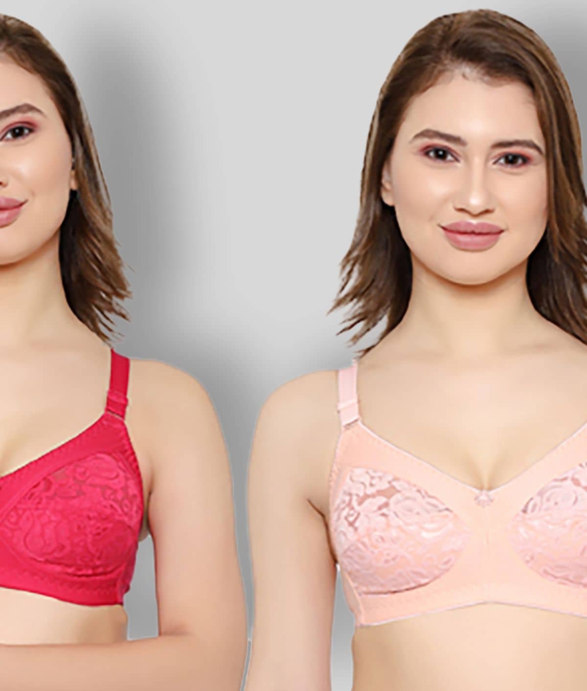 KYODO Pack of 2 Poly Cotton Non Padded Women's Everyday Bra ( Multicolor )