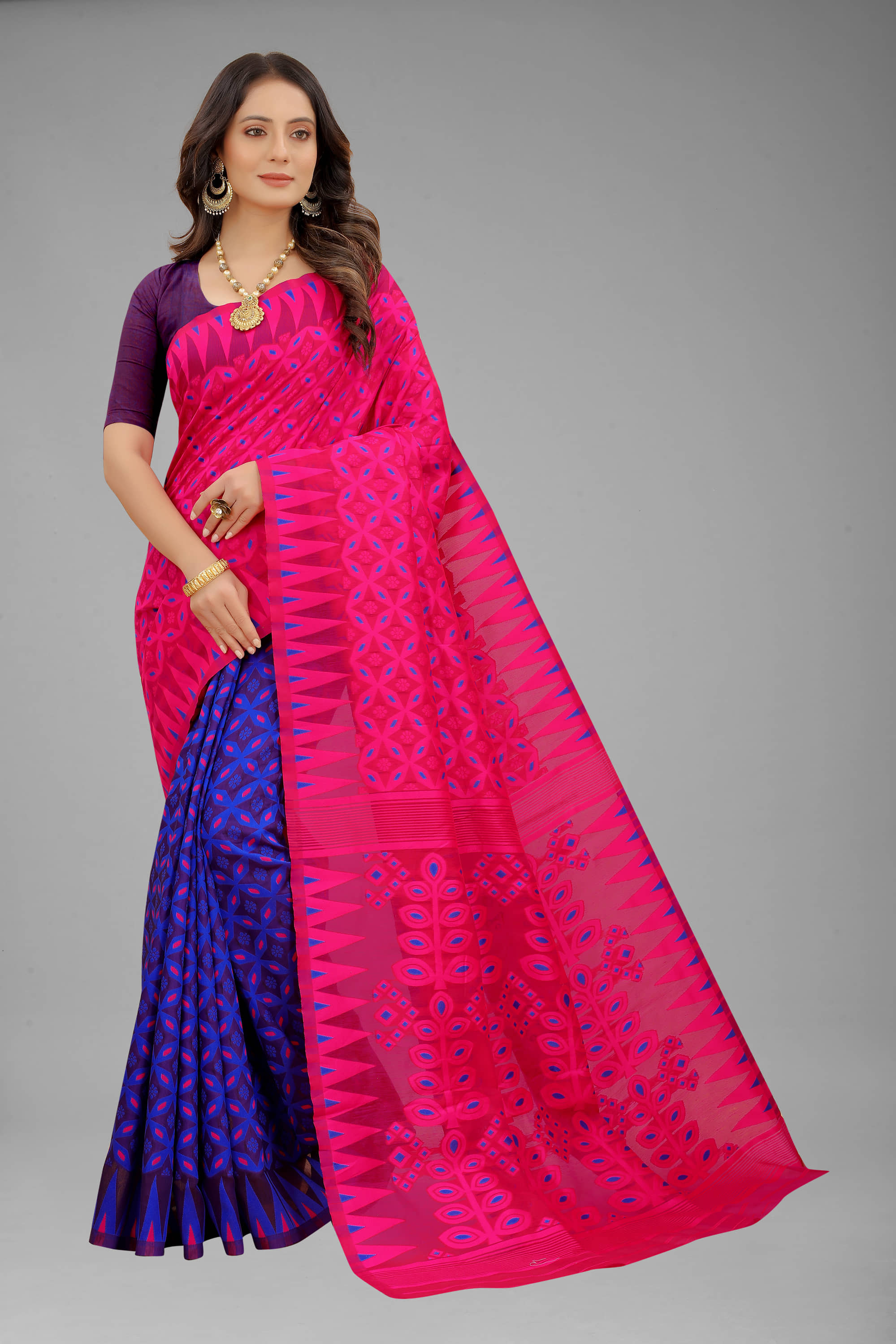 NENCY FASHION Jacquard Self Design Saree Without Blouse Piece ( Gold ) - Sarees | Buy online on ZillyBuy