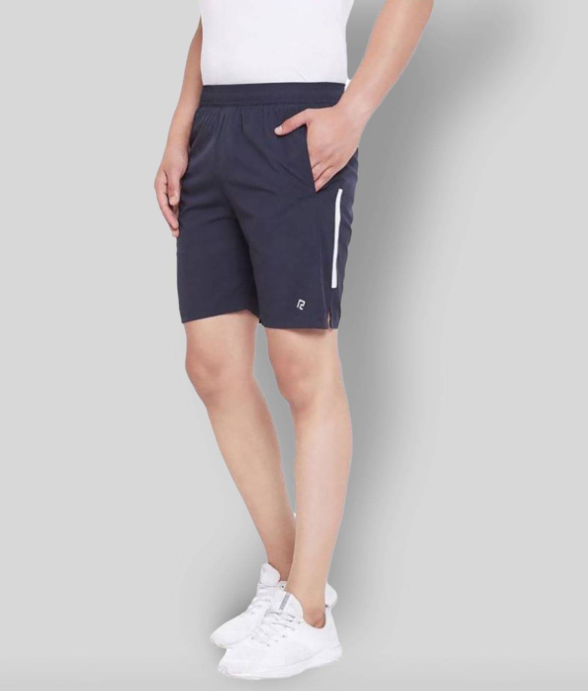     			RANBOLT Navy Polyester Lycra Fitness Shorts