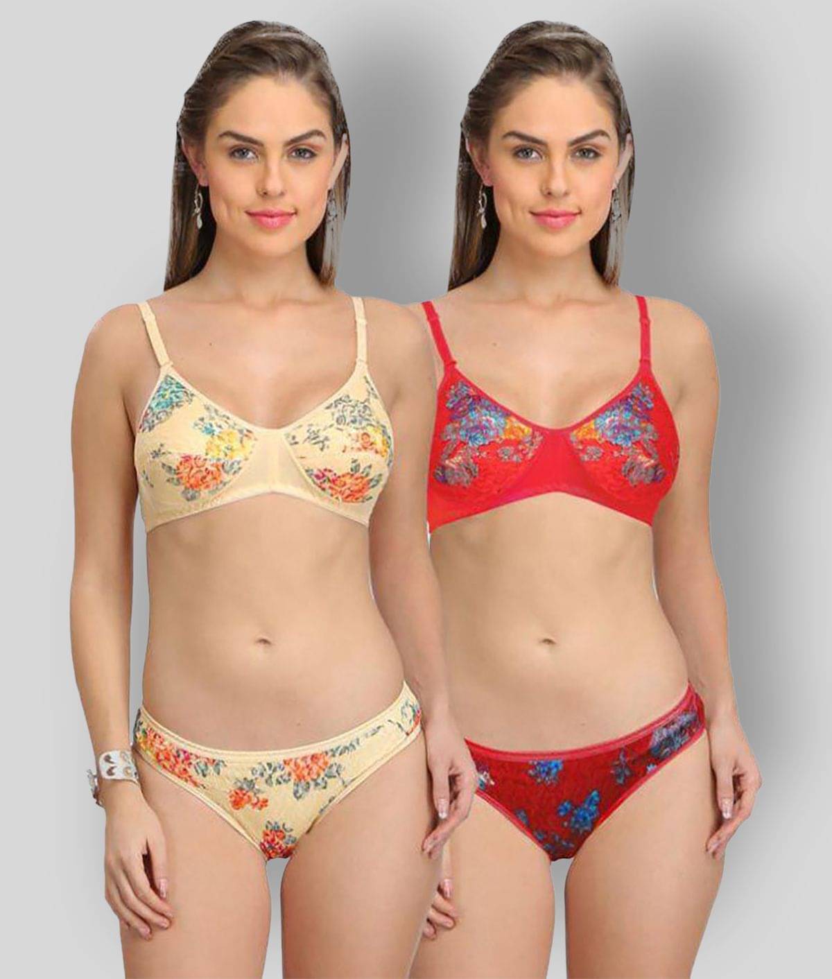 Selfcare Pack of 2 Cotton Women's Bra & Panty Set ( Multi Color ) Selfcare Pack of 2 Cotton Women's Bra & Panty Set ( Multi Color )