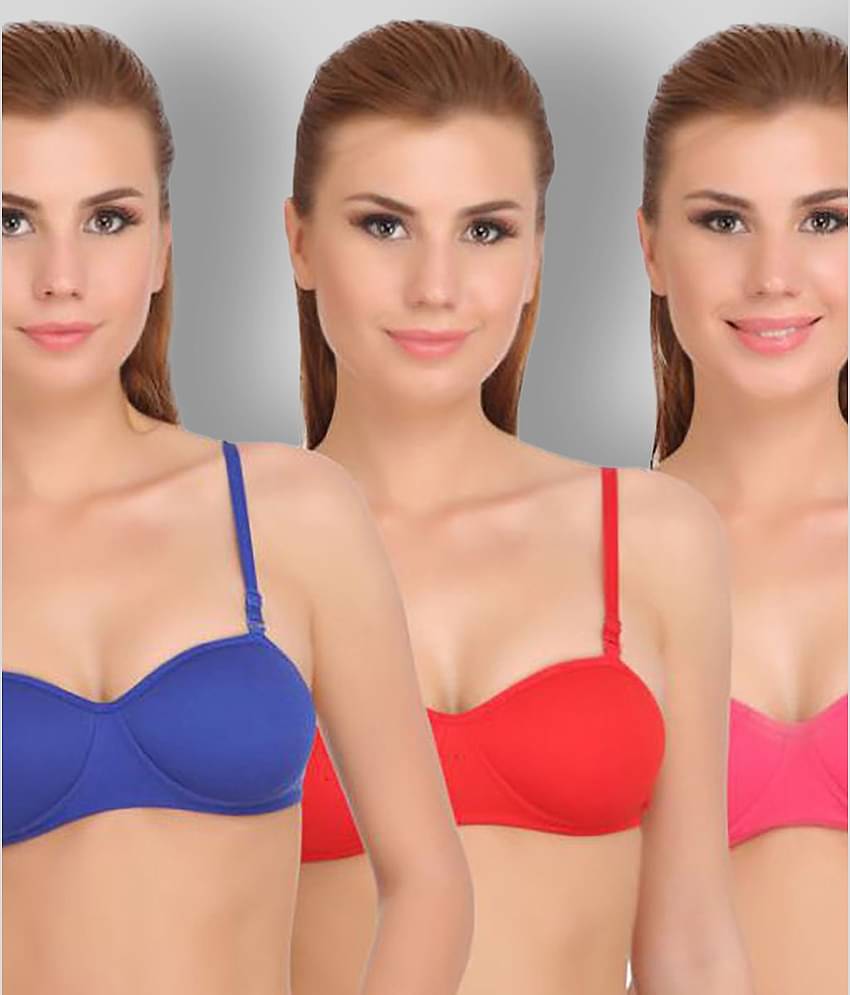 Softskin Pack of 3 Poly Cotton Women's T-Shirt Bra ( Multi Color )