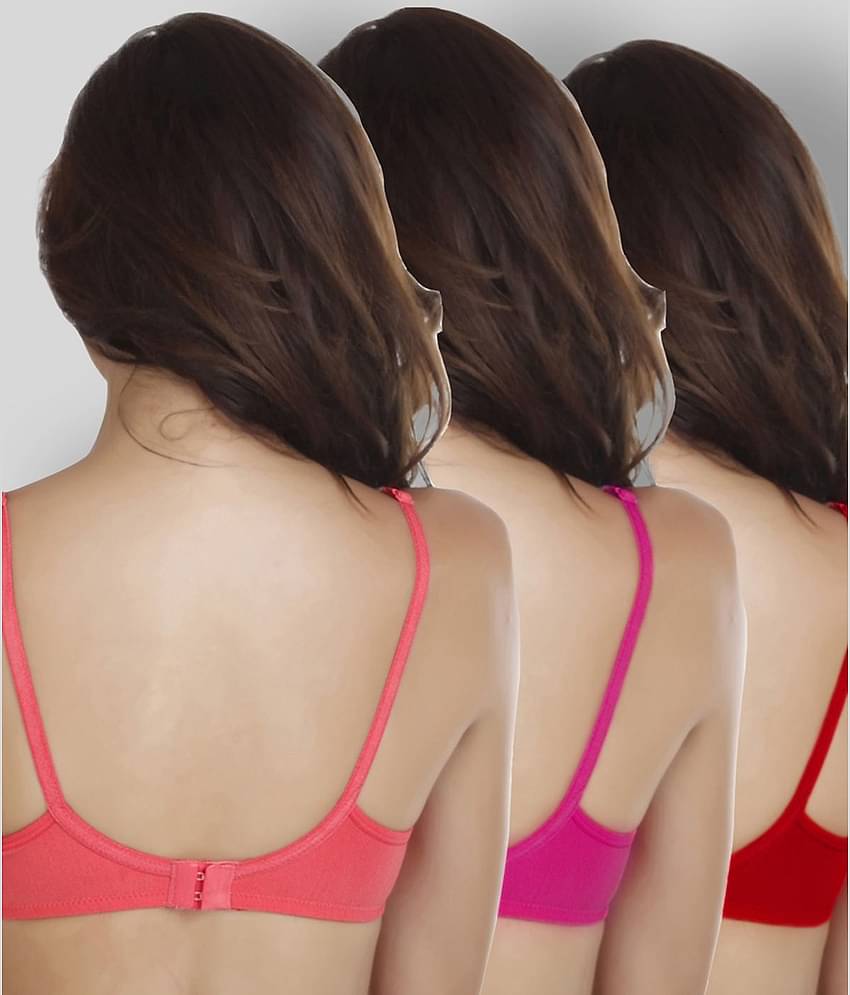 Softskin Pack of 3 Poly Cotton Non Padded Women's T-Shirt Bra ( Multicolor )