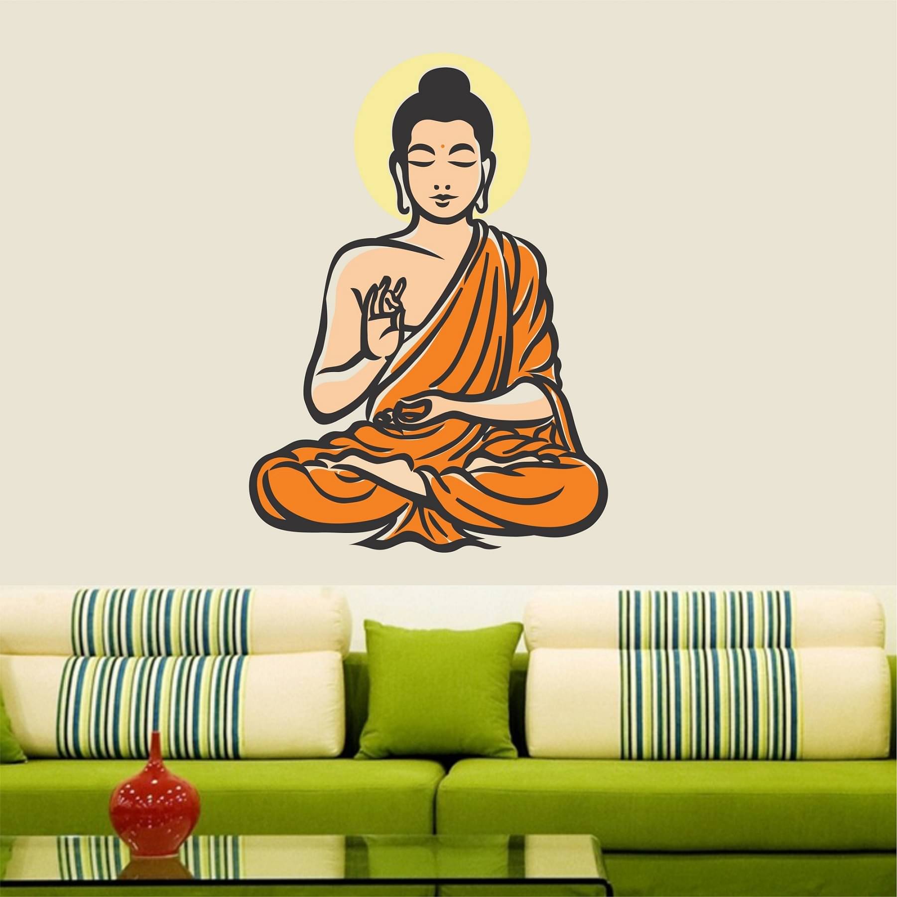     			Asmi Collection Meditating God Buddha Wall Sticker ( 85 x 60 cms )