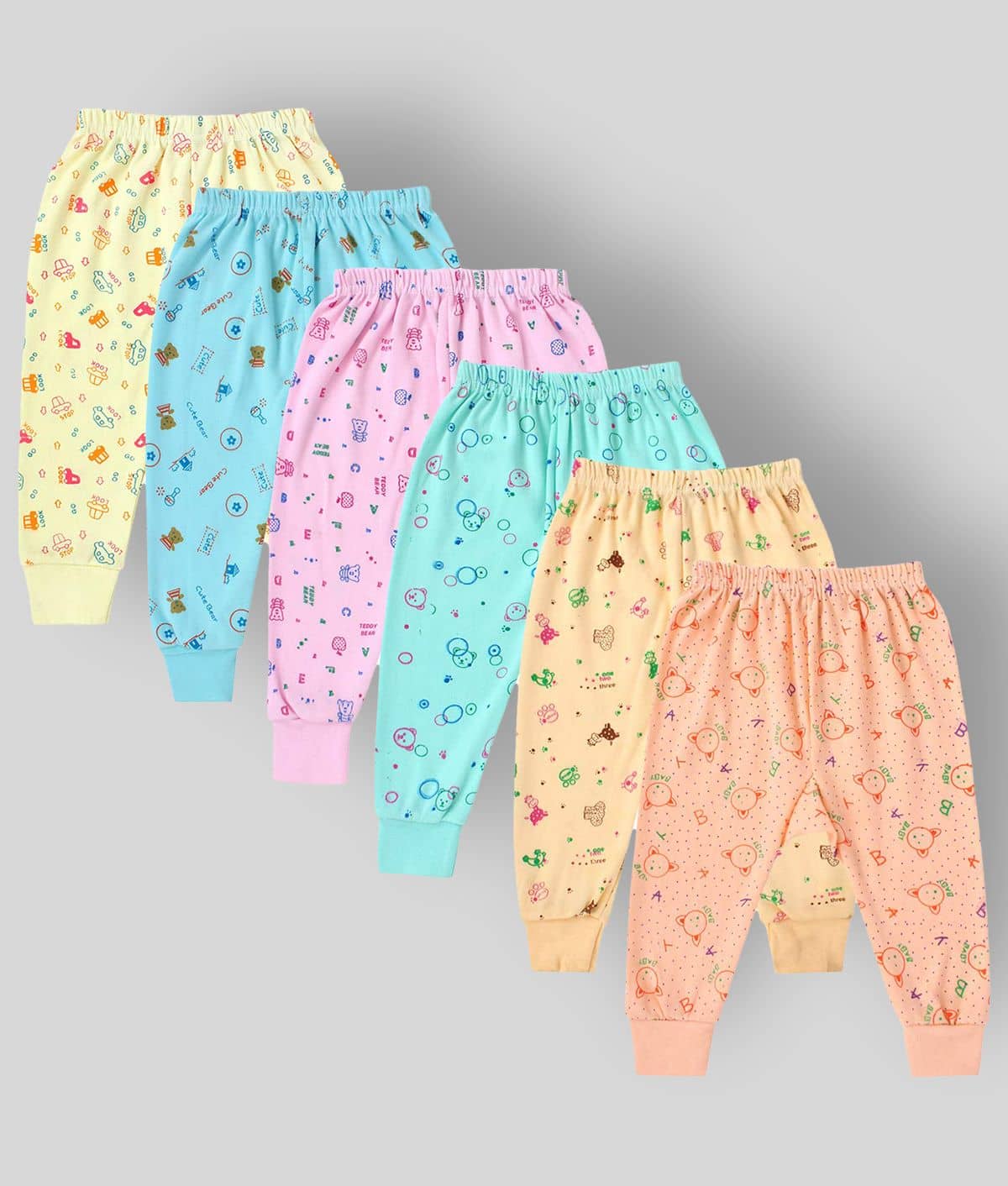 DAYAKU Pack of 6 Baby Boys Cotton Blend Pyjama ( Multi Color ) - Track Pants | Buy online on ZillyBuy