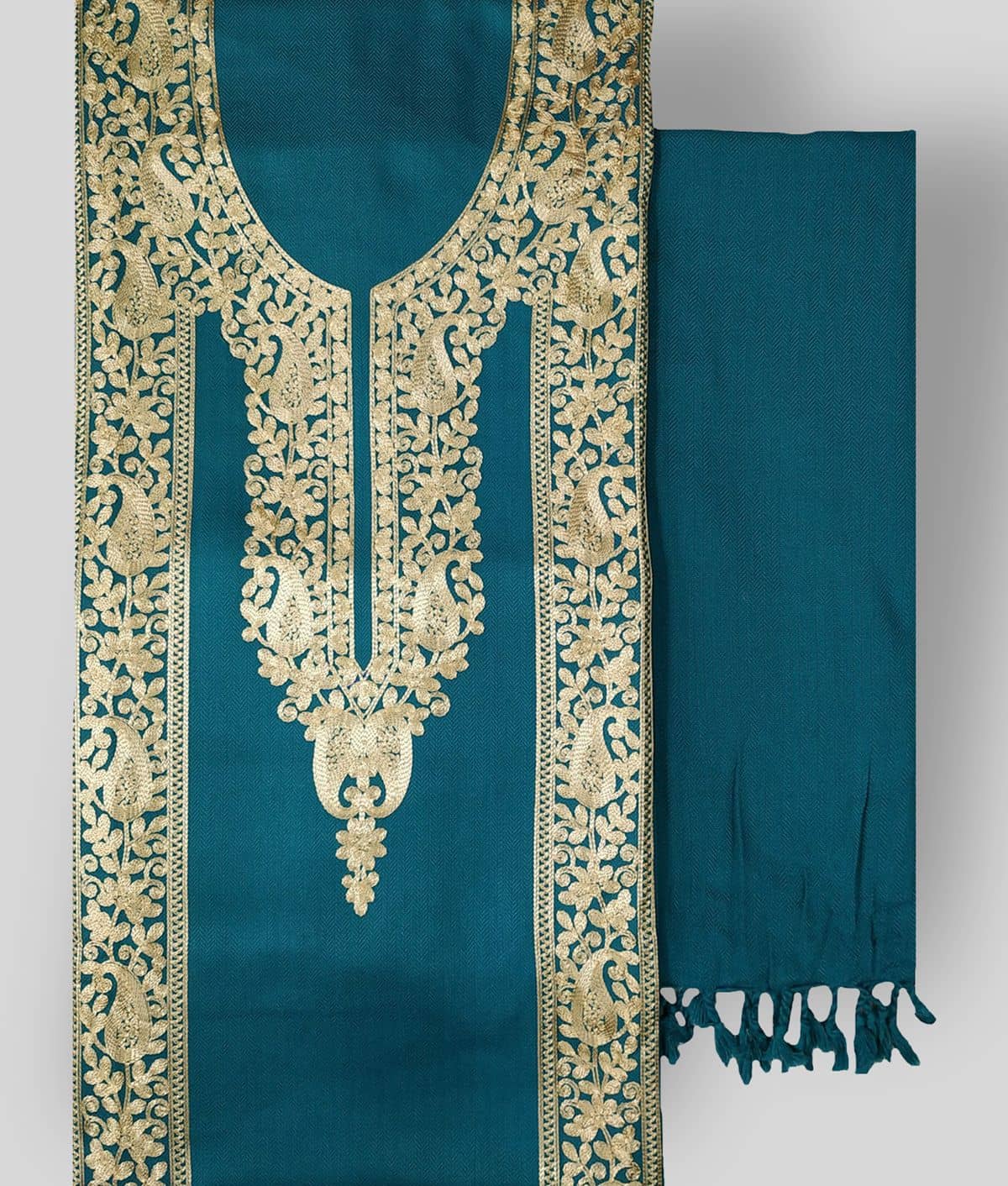 KASHMIRI Blue Woollen Unstitched Dress Material - Unstitched Fabrics | Buy online on ZillyBuy