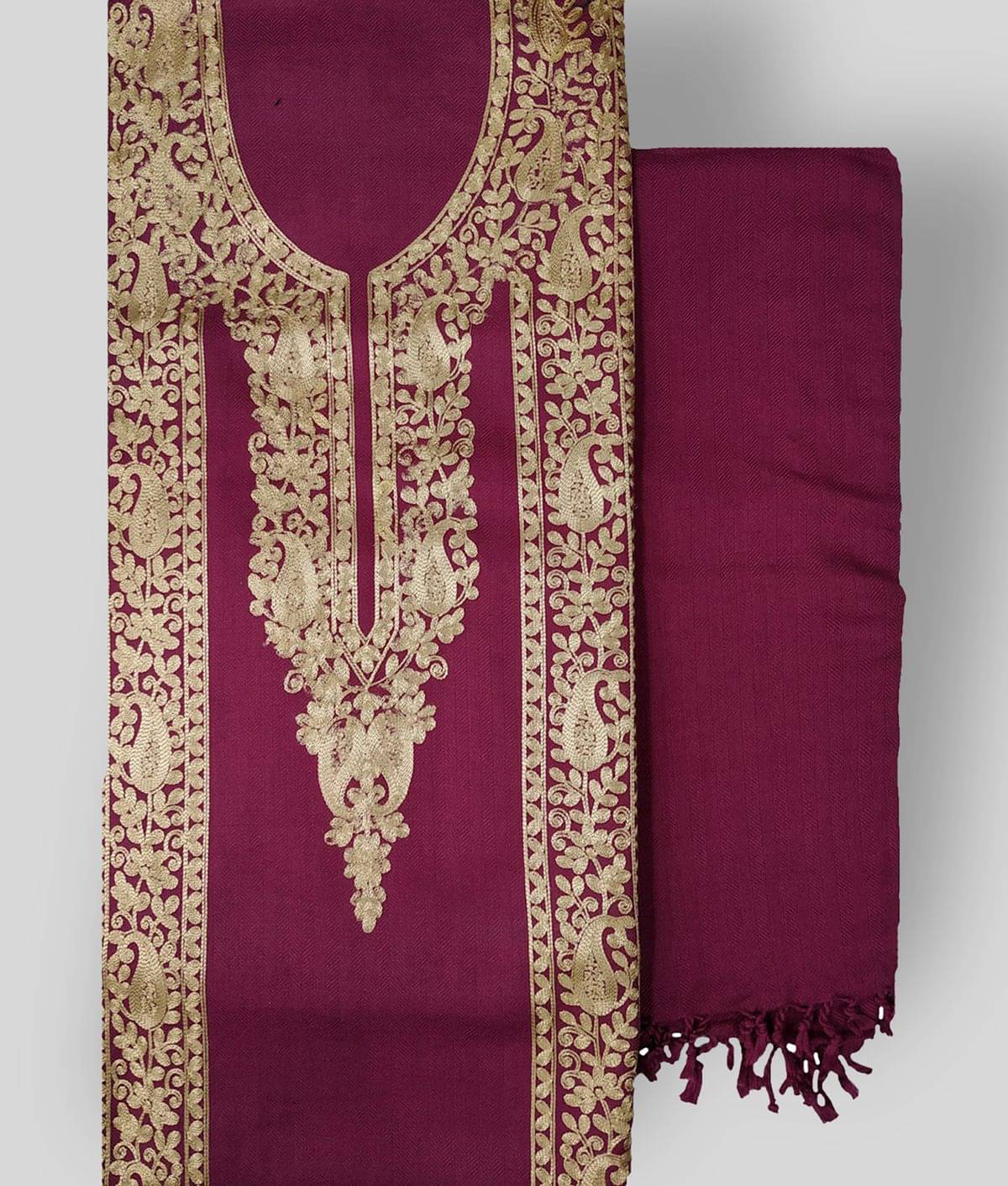     			KASHMIRI Purple Woollen Dress Material
