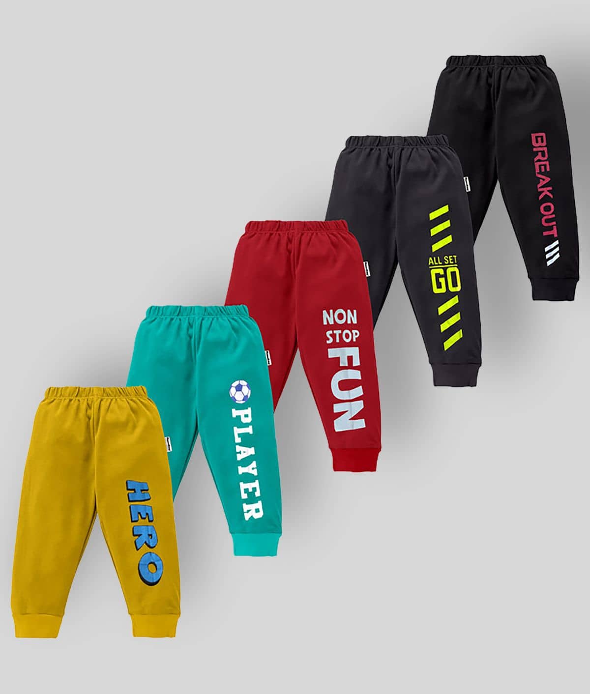 NammaBaby Pack of 5 Boys Cotton Blend Trackpant ( Multicolor ) - Track Pants | Buy online on ZillyBuy