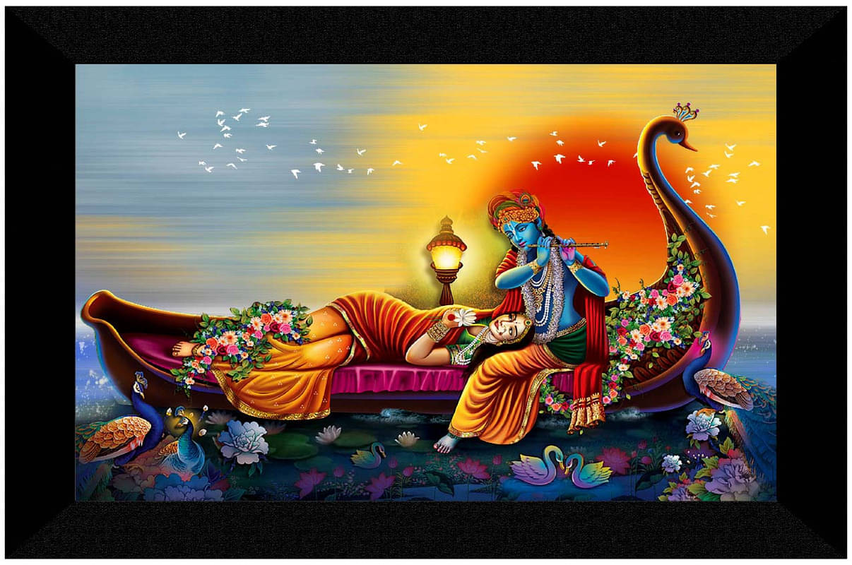     			Saf Radha Krishna Ji Religious Wall Hanging Painting With Frame