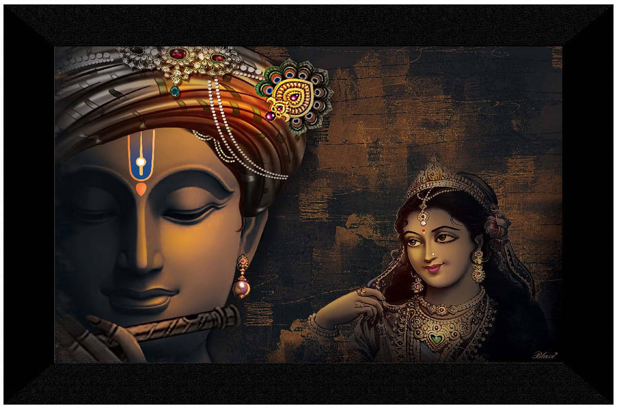    			Saf Radha Krishna Ji Religious Wall Hanging Painting With Frame