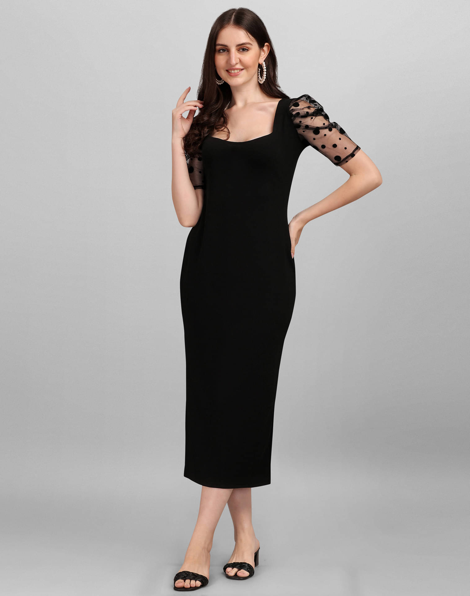     			Selvia Women Lycra Solid Bodycon Dress ( Black )