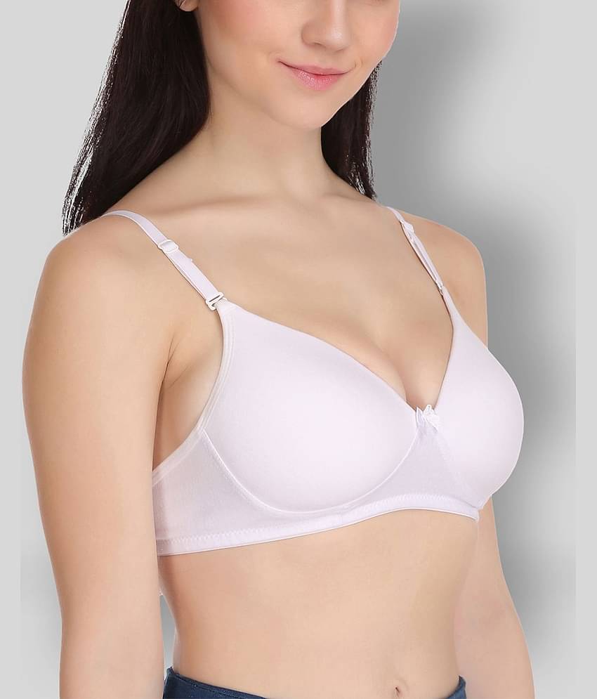 Softskin Pack of 2 Poly Cotton Lightly Padded Women's T-Shirt Bra ( White )