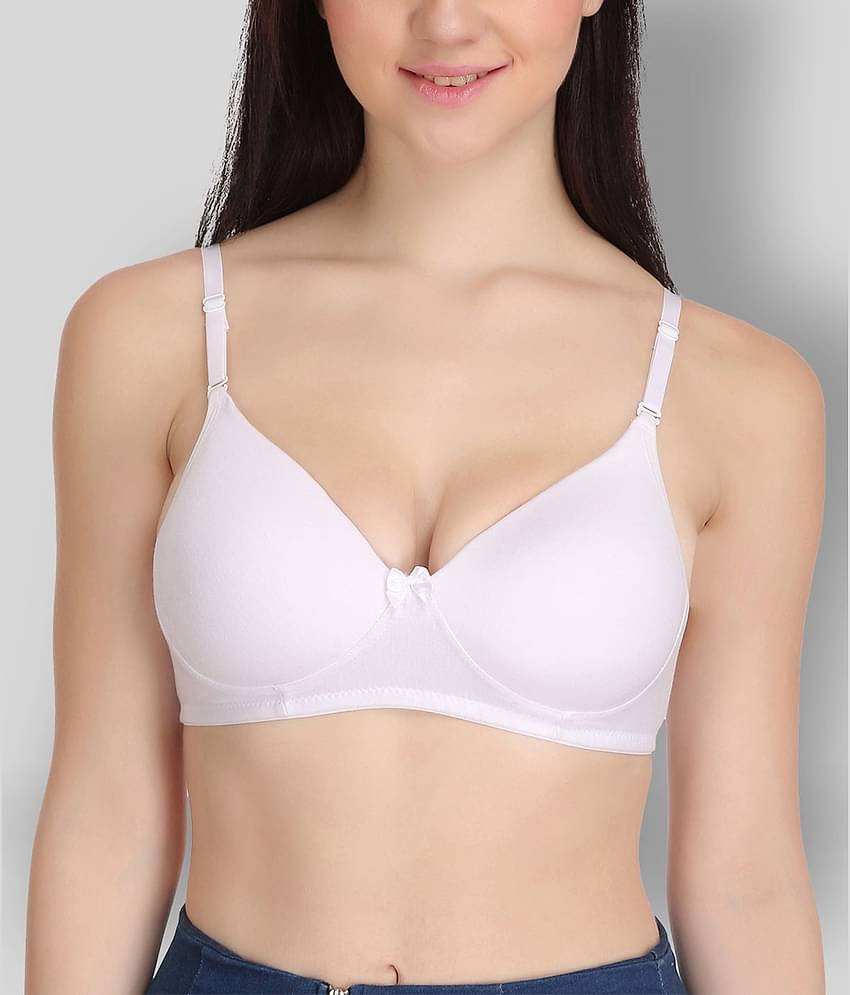 Softskin Pack of 2 Poly Cotton Lightly Padded Women's T-Shirt Bra ( White )