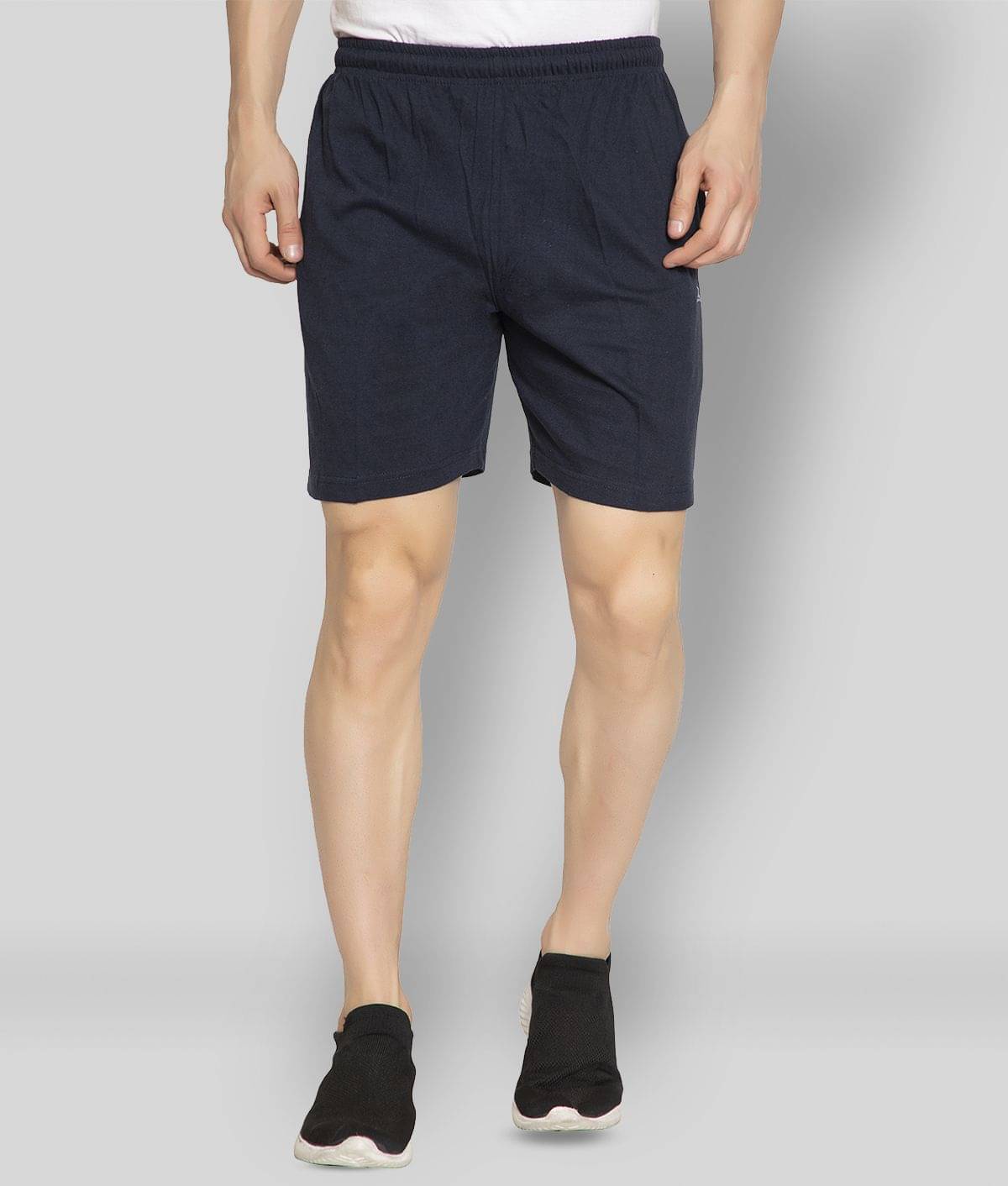Zeffit - Navy Blue Cotton Blend Men's Shorts ( Pack of 1 ) Zeffit - Navy Blue Cotton Blend Men's Shorts ( Pack of 1 )
