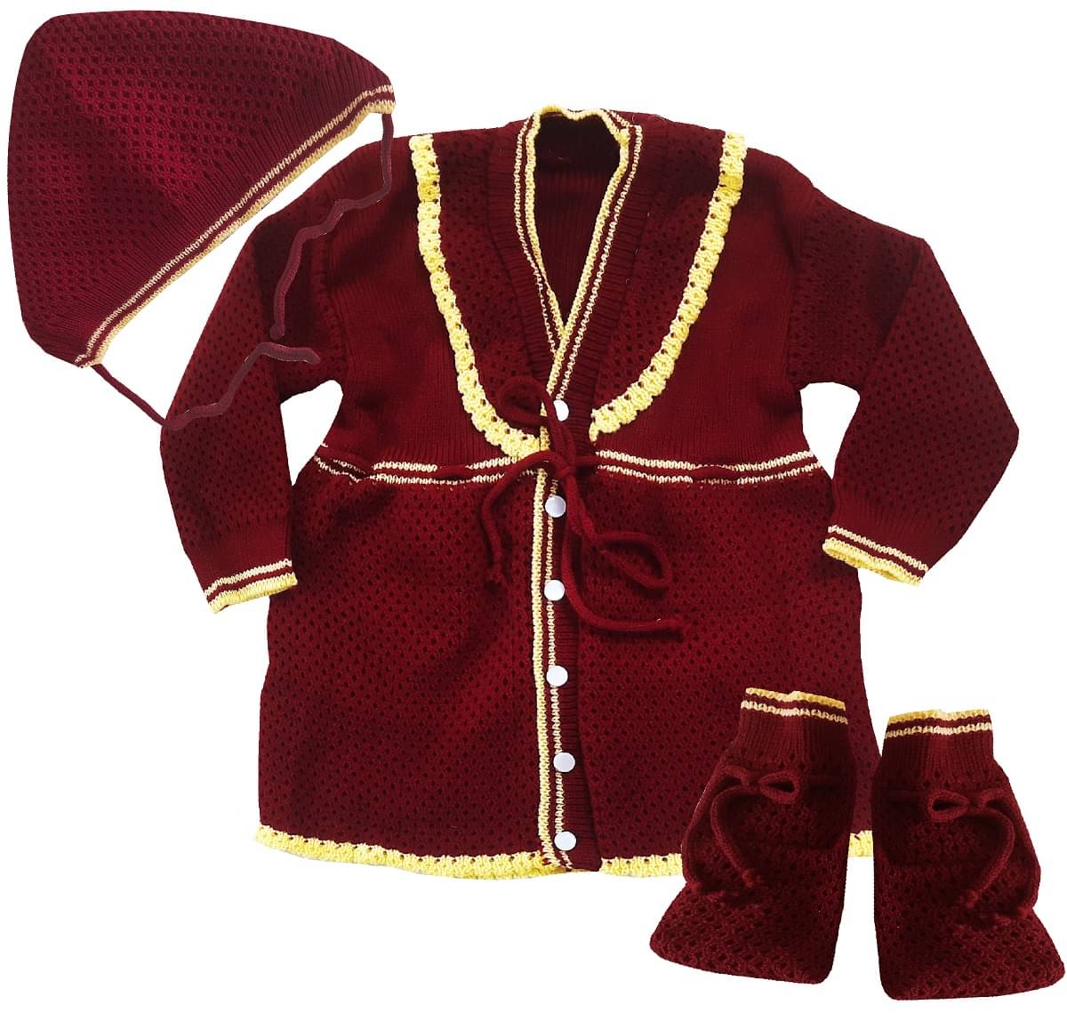     			LITTLE PANDA Baby Girls Woollen Cardigans ( Maroon )