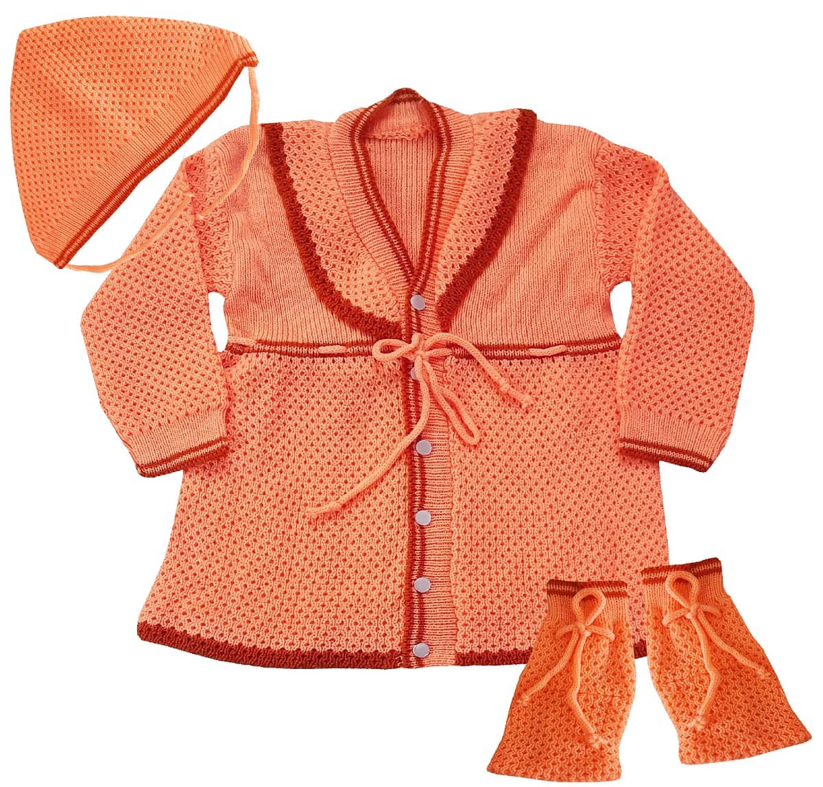 LITTLE PANDA Baby Girls Woollen Cardigans ( Peach )