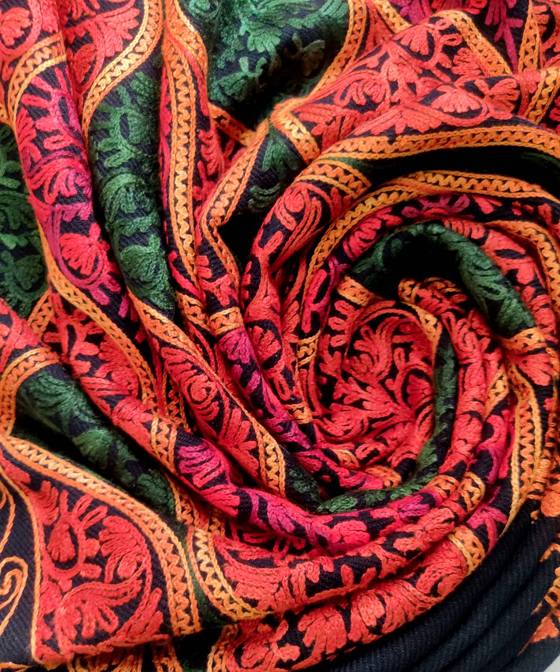     			new india trends Black Kashmiri Shawl - Single