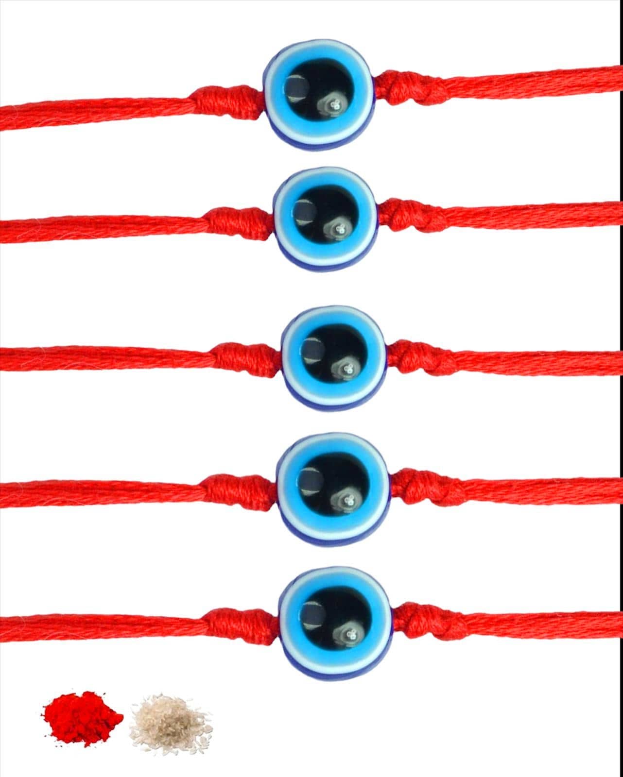 thriftkart Rakhi Set Red 5pc Evil Eye Thread Bracelet Rakhi - Bangles & Bracelets | Buy online on ZillyBuy