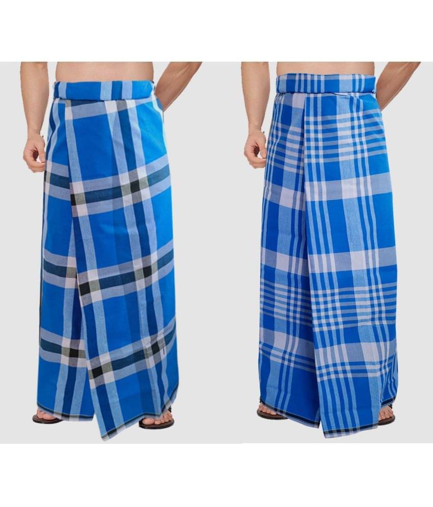     			Feather Green - Multi Cotton Blend Men's Lungi ( Pack of 2 )