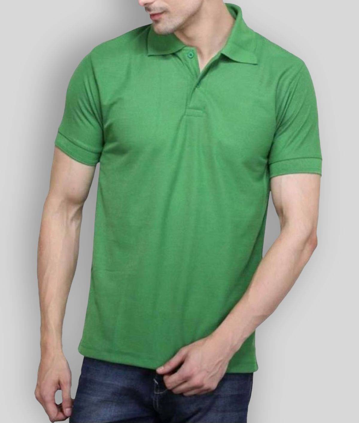     			SKYRISE Pack of 1 Cotton Blend Slim Fit Solid Half Sleeves Men's Polo T Shirt ( Green )