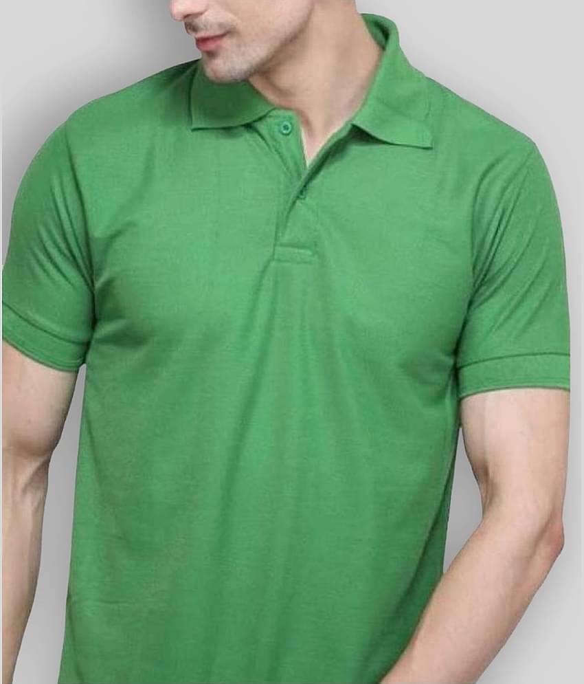 SKYRISE Pack of 1 Cotton Blend Slim Fit Solid Half Sleeves Men's Polo T Shirt ( Green )