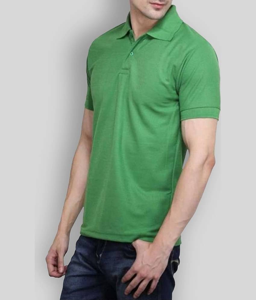 SKYRISE Pack of 1 Cotton Blend Slim Fit Solid Half Sleeves Men's Polo T Shirt ( Green )