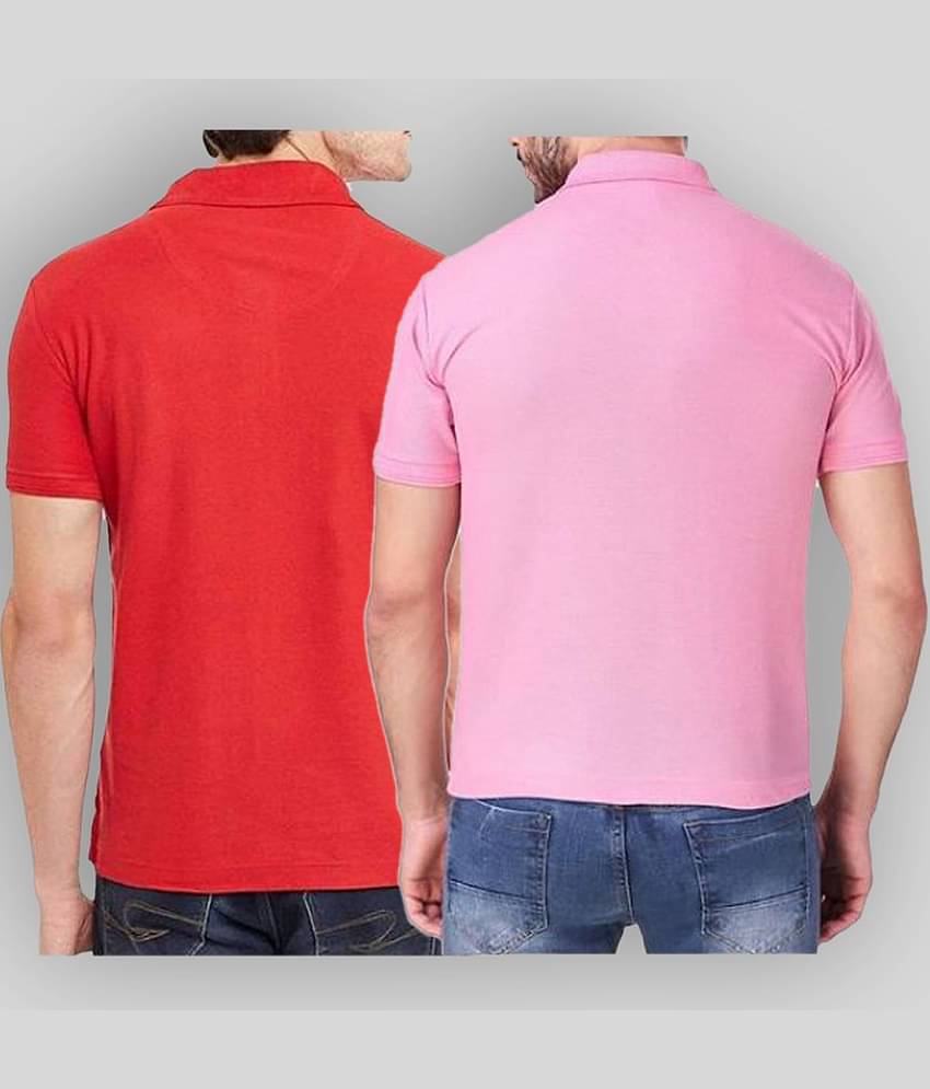 SKYRISE Pack of 2 Cotton Blend Slim Fit Solid Half Sleeves Men's Polo T Shirt ( Multicolor )