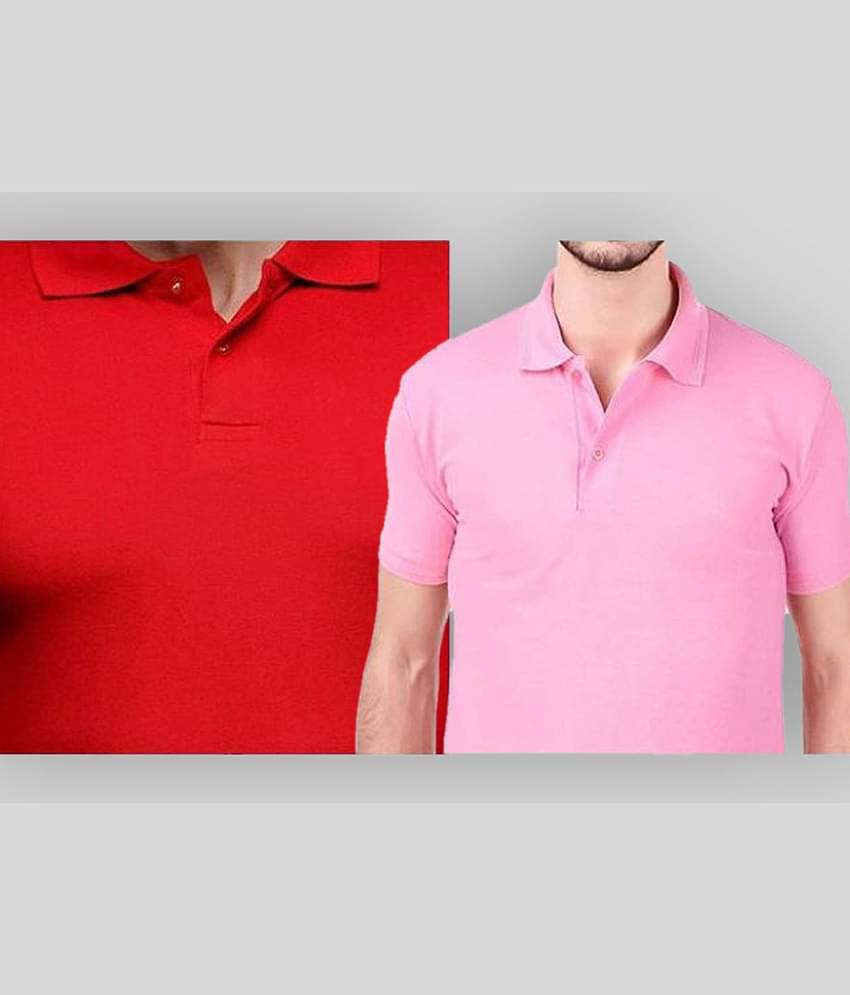 SKYRISE Pack of 2 Cotton Blend Slim Fit Solid Half Sleeves Men's Polo T Shirt ( Multicolor )