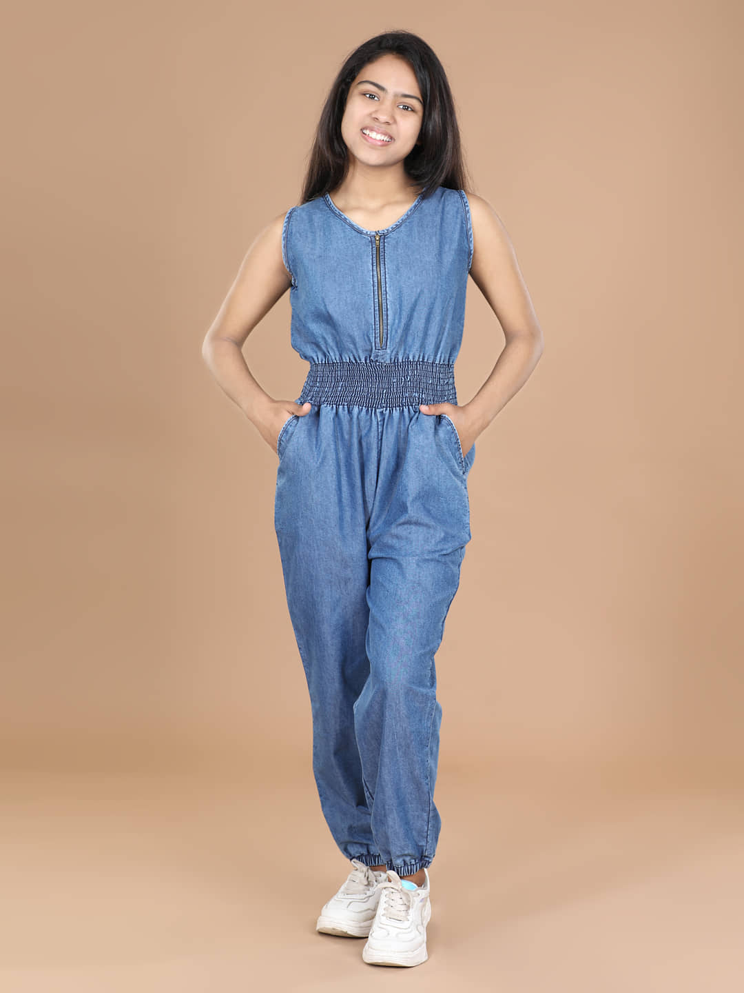 StyleStone Girls Cotton Jumpsuit ( Pack of 1 , Blue )