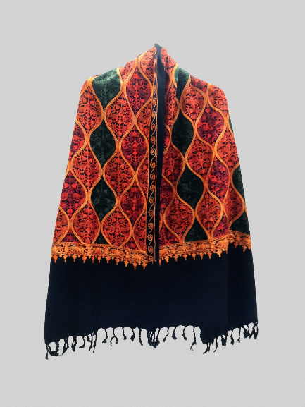 new india trends Black Kashmiri Shawl - Single new india trends Black Kashmiri Shawl - Single