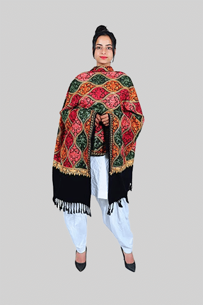     			new india trends Black Self Design Shawl - ( Pack of 1 )
