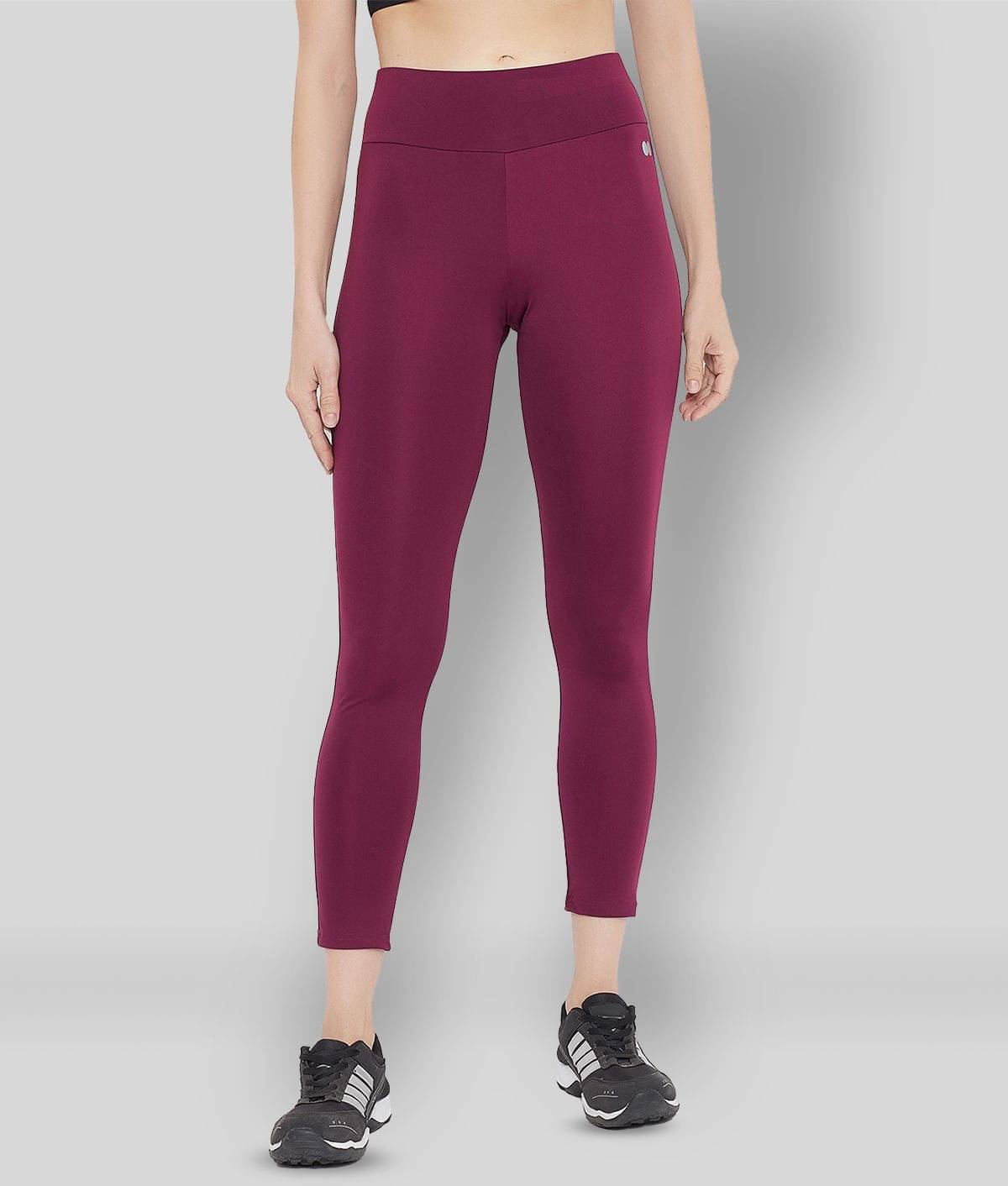     			Clovia Purple Polyester Solid Tights - Single