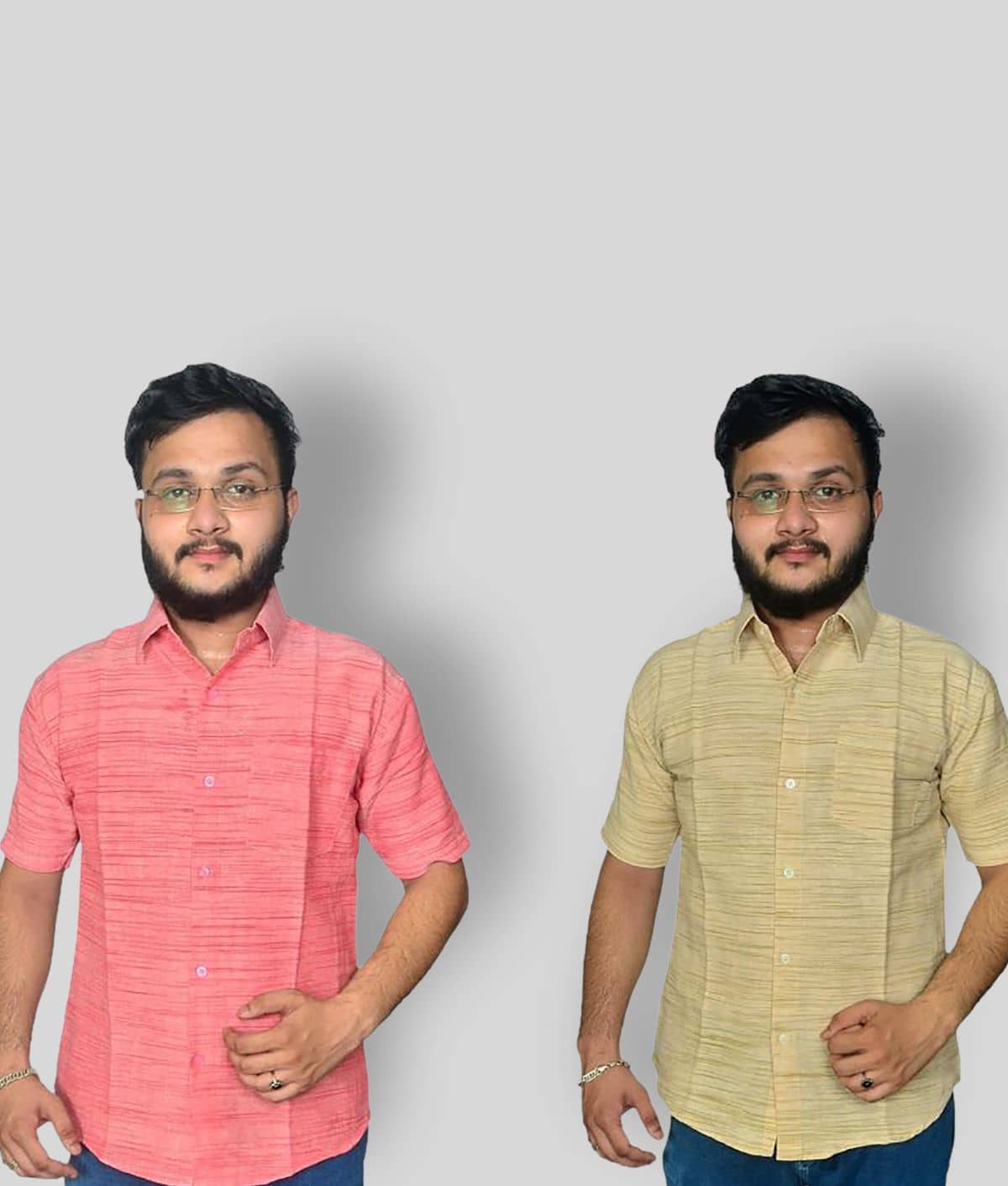 DESHBANDHU DBK 100% Cotton Regular Fit Half Sleeves Men's Formal Shirt - Multicolor ( Pack of 2 )