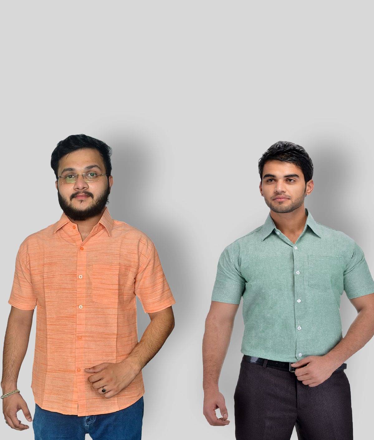     			DESHBANDHU DBK 100% Cotton Regular Fit Half Sleeves Men's Formal Shirt - Multicolor ( Pack of 2 )