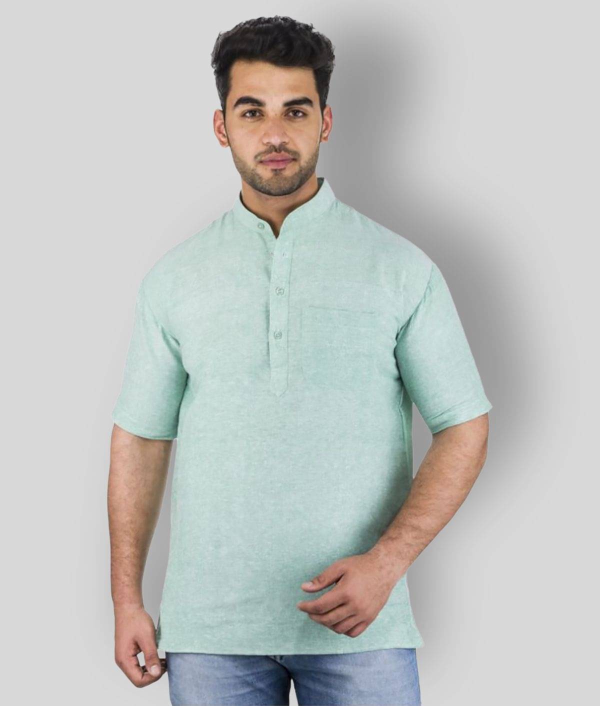 DESHBANDHU Cotton - Green Cotton Men's Kurta ( Single ) DESHBANDHU Cotton - Green Cotton Men's Kurta ( Single )
