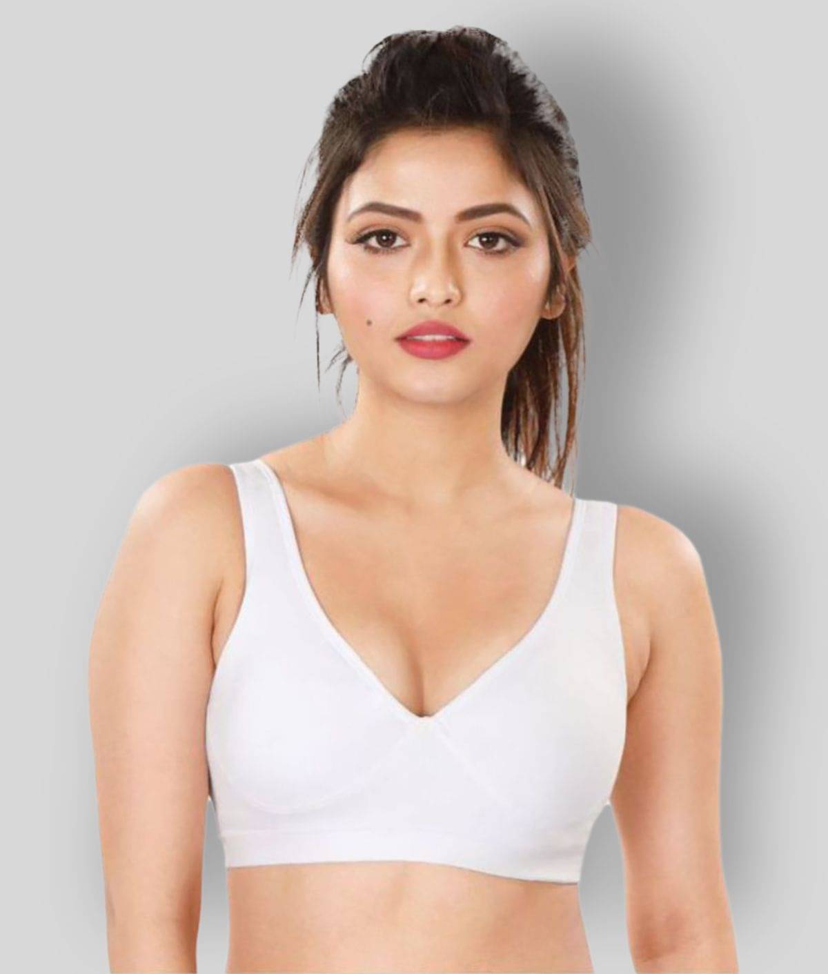 Dermawear White Poly Cotton Solid Sports Bra     			Dermawear White Poly Cotton Solid Sports Bra